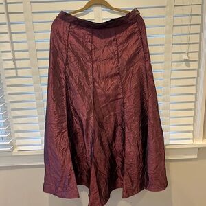 Women's Wine Red A-Line Midi Skirt